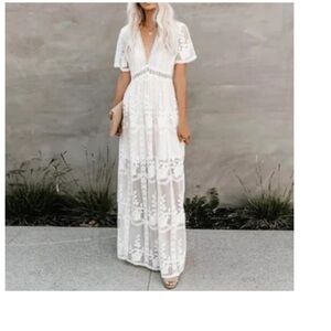 Etsy Boho lace white dress